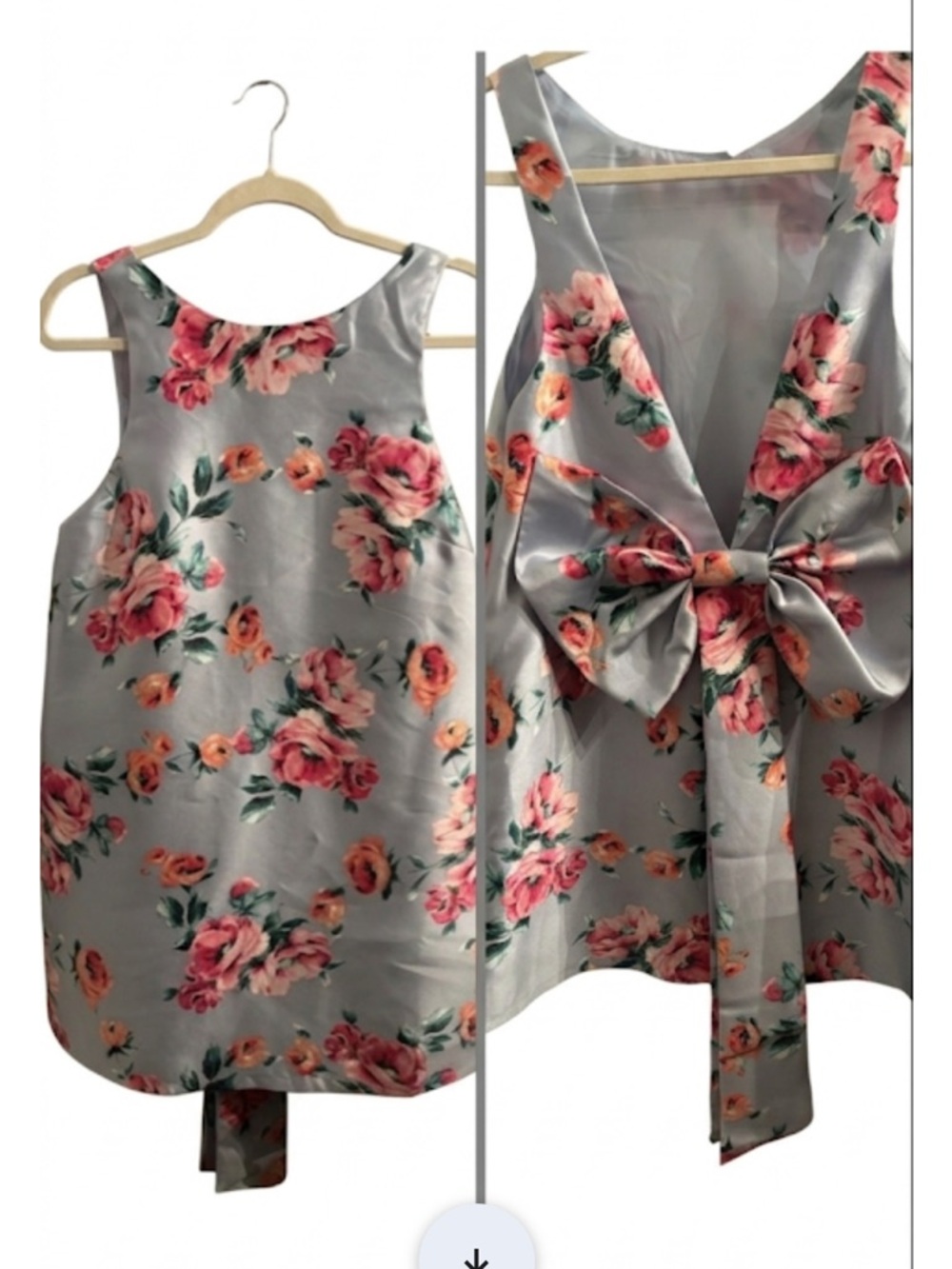 Nwt boutique Light Blue Floral Satin Dress bow back awesome for event ptp 18